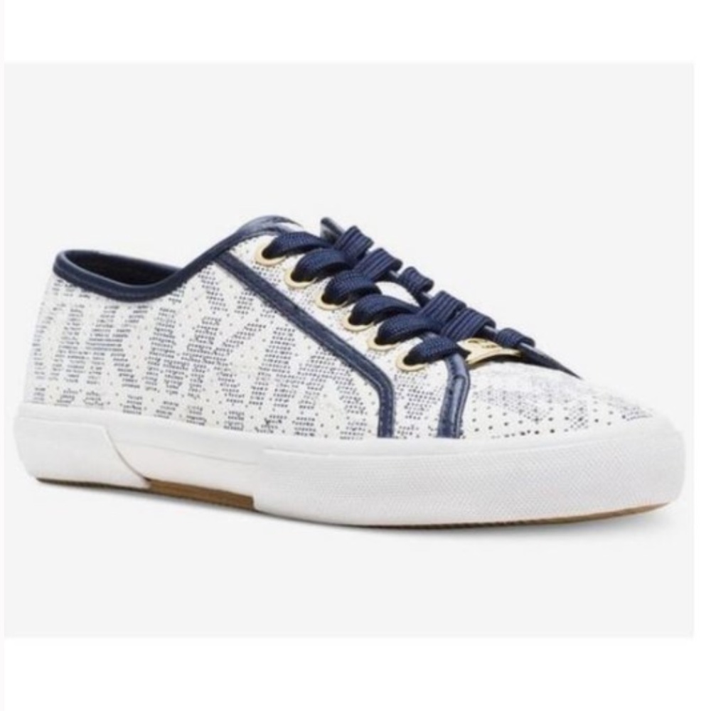 Women's Navy and White Low-Top Lace-Up Sneakers